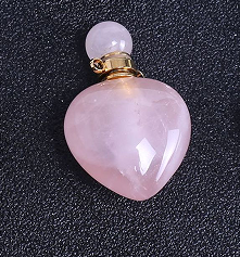 WT-P1848 Wholesale Fashion Stainless Steel Natural Stone Made Perfume Bottle Pendants Women Lovely Heart Stone Bottle for Neck