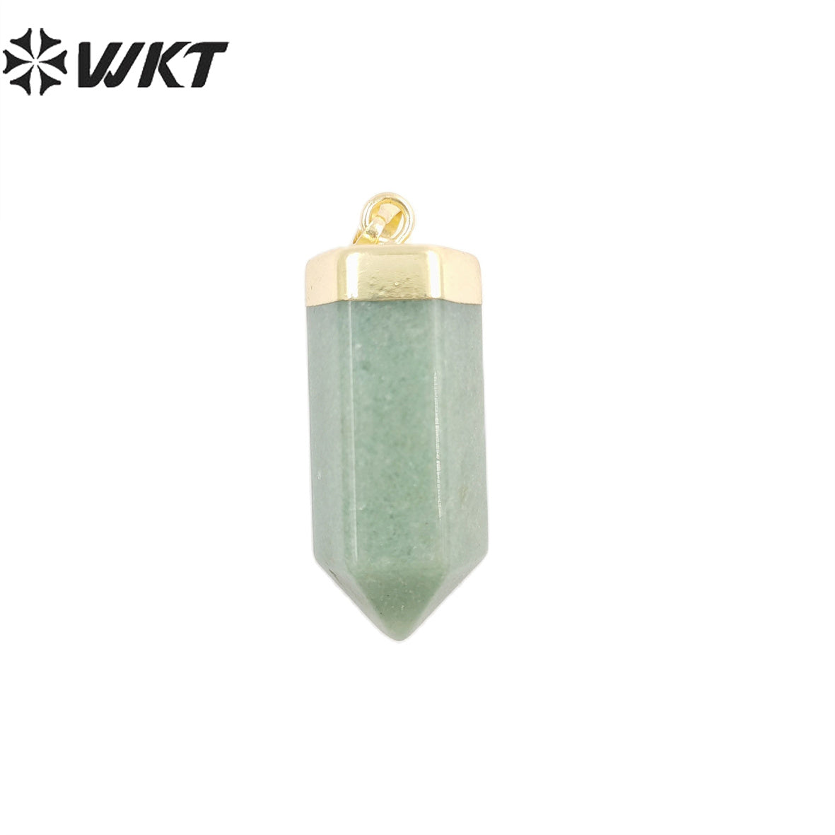 WT-P1880 WKT HOT Natural Stone Pendant 30mm Long Gold Top Black Obsidian Quartz Point Pendant for Necklace