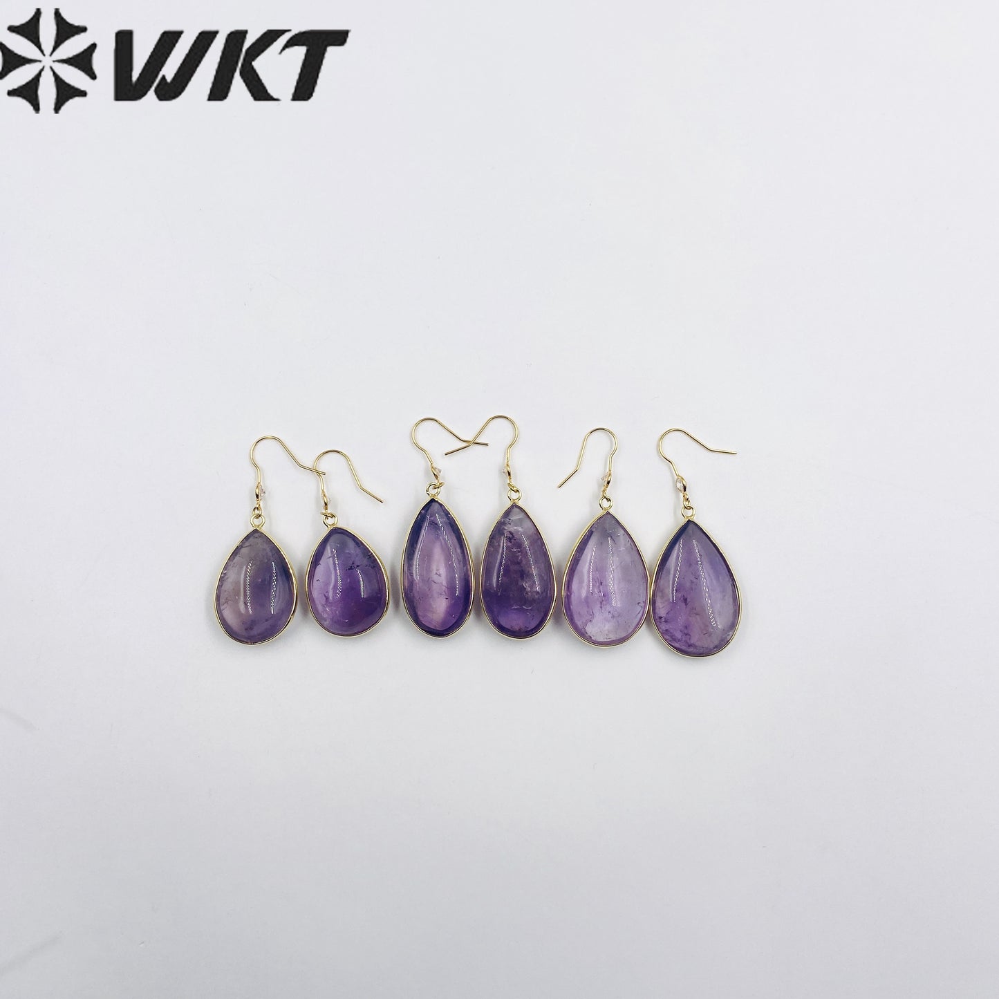 WT-E718 Classical Irregularity Healing Transparency Moss Agate Exquisite Gold Plated Needle Earrings Energy Healing Quartz Hoop