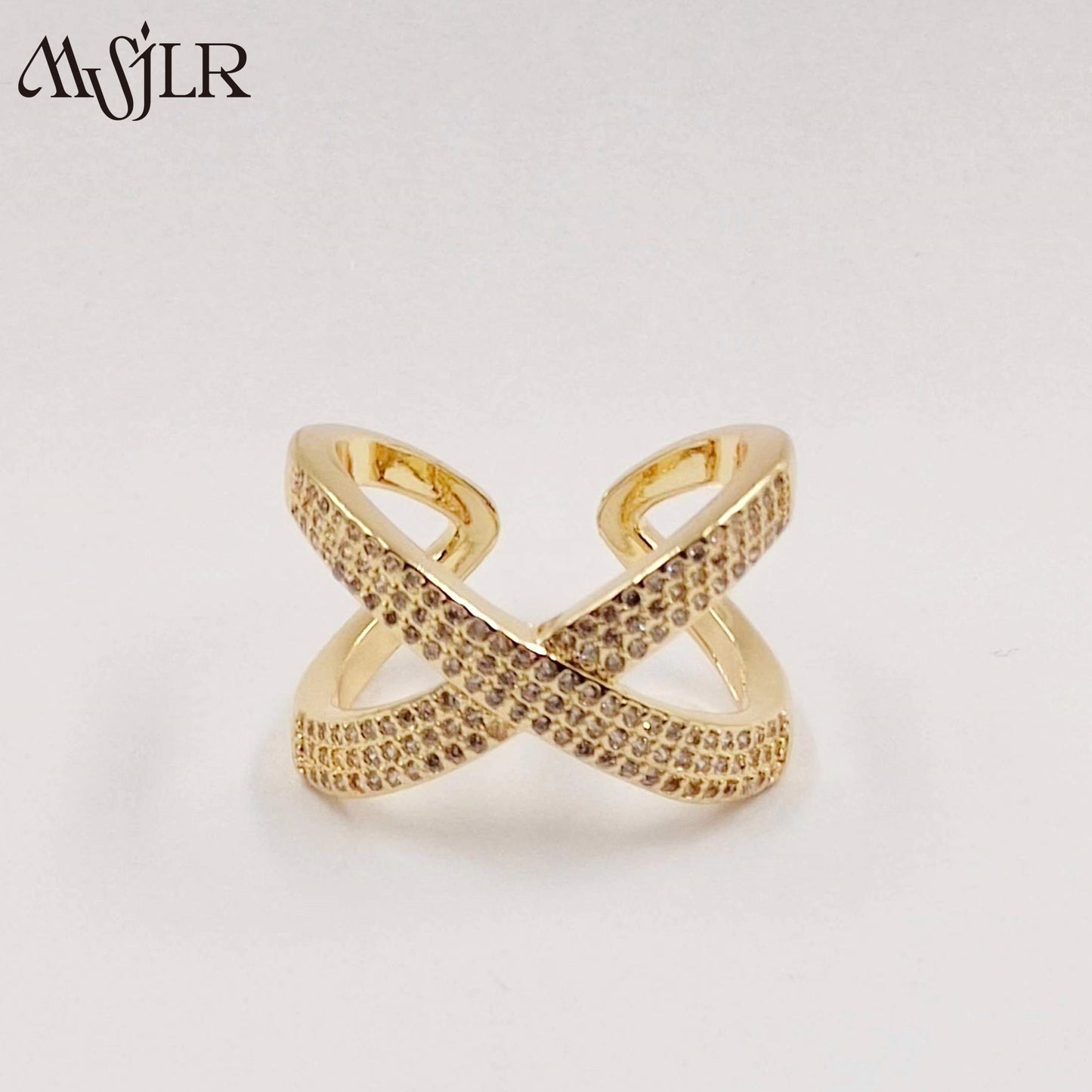 WKT-MVR054 Popular European and American Double Circle Shape Colorful Zircon Ring Female Handpiece Open Ring