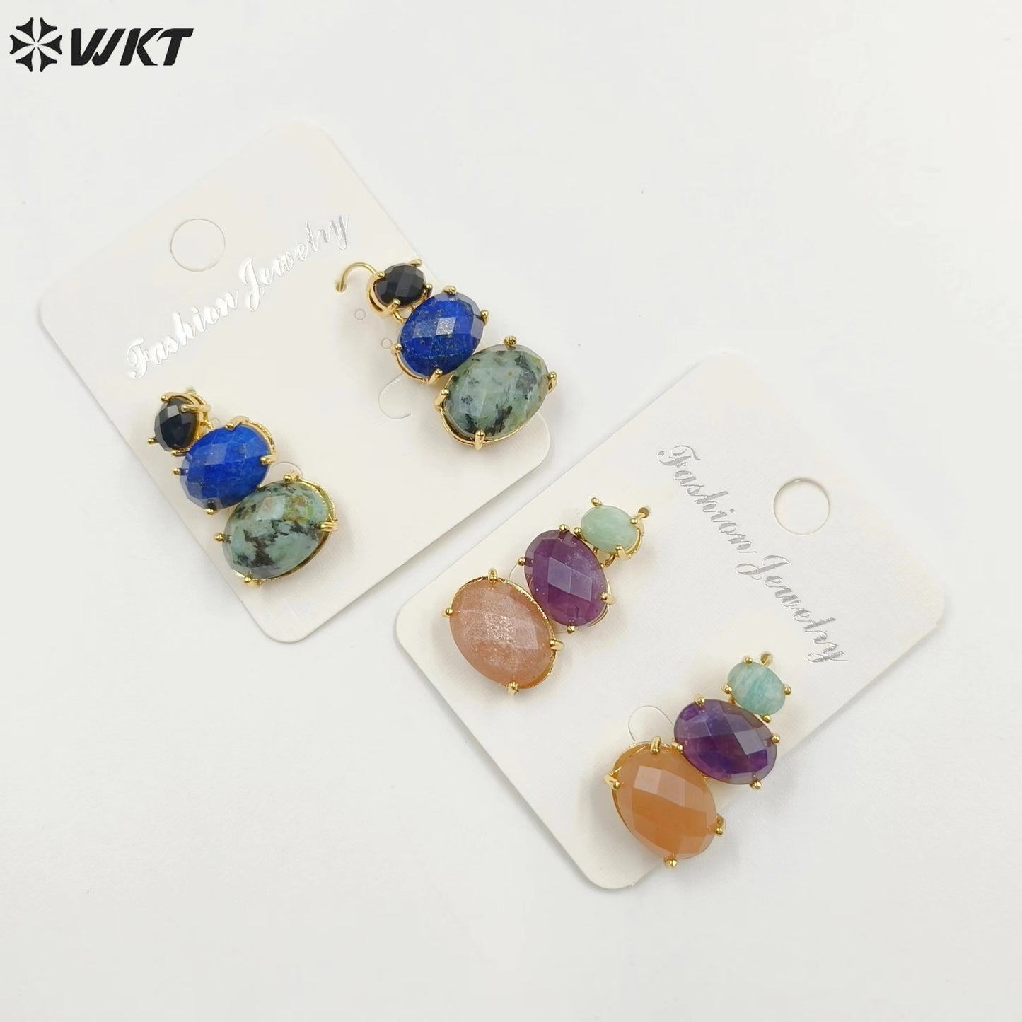 WT-E736 Amazing Colorful Elegant Natural Gemstone Long Charming in Drop Earrings Women Pendant Earrings