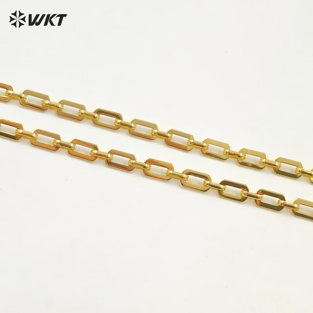 WT-BC176 WKT Wholesale Fashion Jewelry Chain 18K Gold Delicate Rectangular Mosaic Spiral Circle Shape Beautiful Necklace Chain