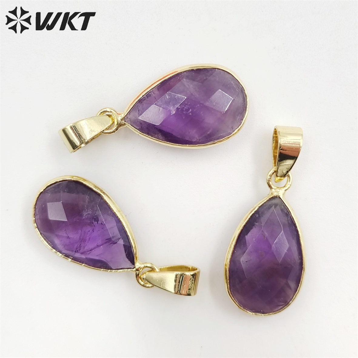 WT-P1891 Wholesale Fashion Gold Plated Bezel Setting Tiny Waterdrop Stone Pendant Amazonite Tiny Gemstone Drop Charms