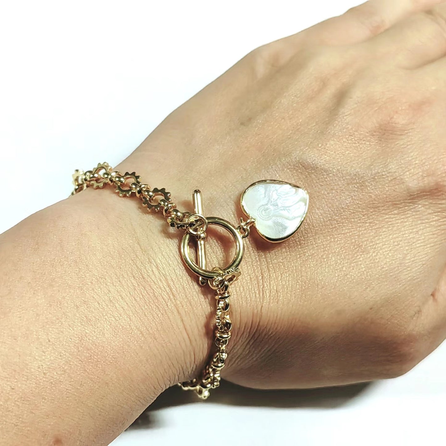 MPB077 WKT Exclusive Design Europe Hot OT Clasp Wheel Chain Metal Bracelet with Angel Charms Lady of Guadalupe Religion Bracelet