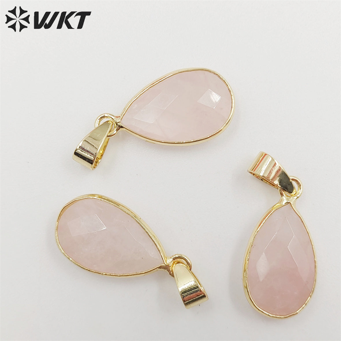 WT-P1891 Wholesale Fashion Gold Plated Bezel Setting Tiny Waterdrop Stone Pendant Amazonite Tiny Gemstone Drop Charms