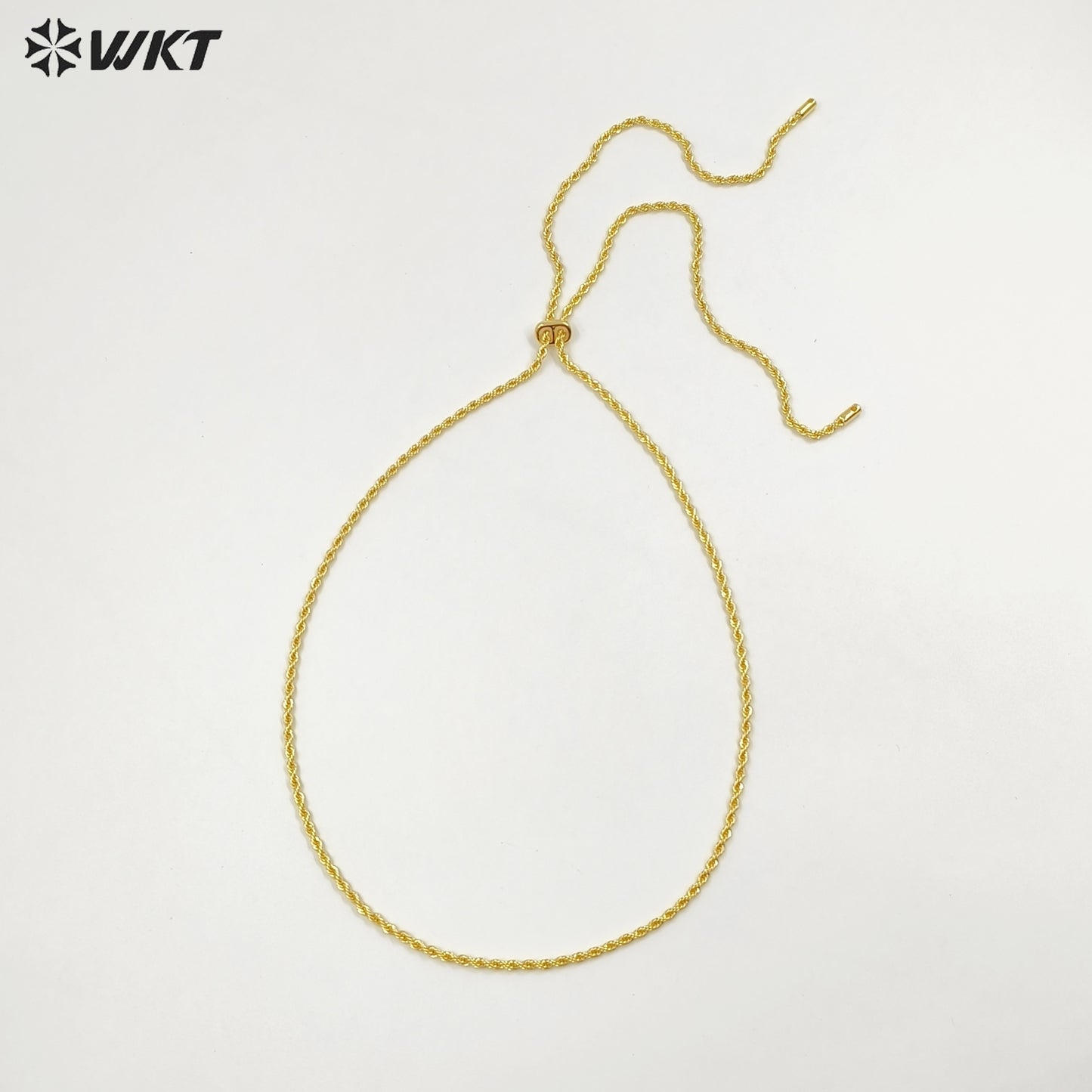 WT-JFN49 Wholesale Fashion Gold Plated Yellow Brass With Unique Clasp Spiral Weaving 35 Inches Necklace For Ladies Daily Wearing