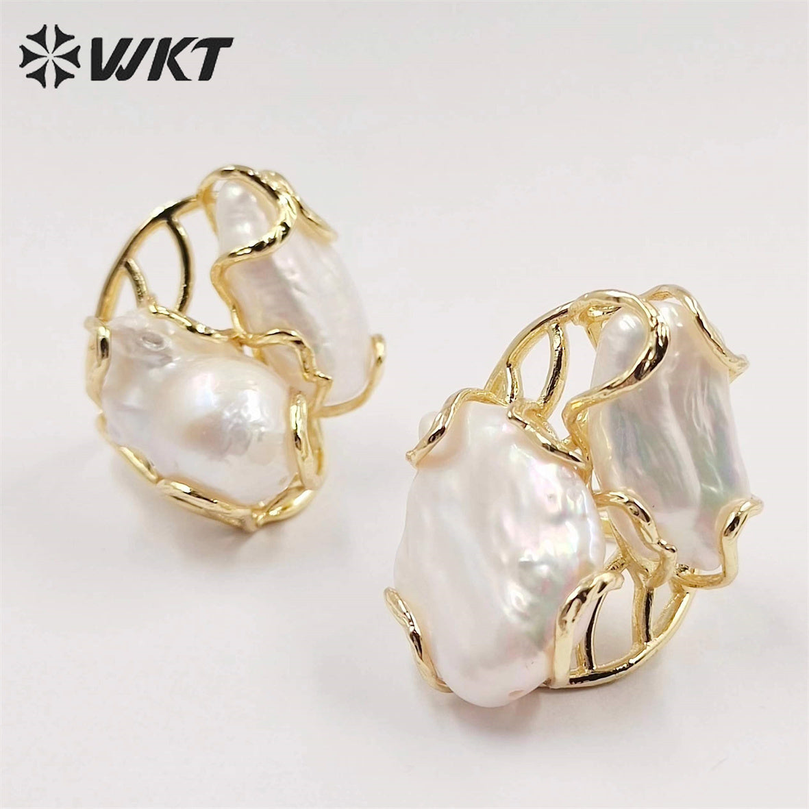 WT-MPR052 Wholesale Newest Gorgeous Women White Pearl Ring Natural Baroque Pearl Wedding Ring Lady Anneversary Ring
