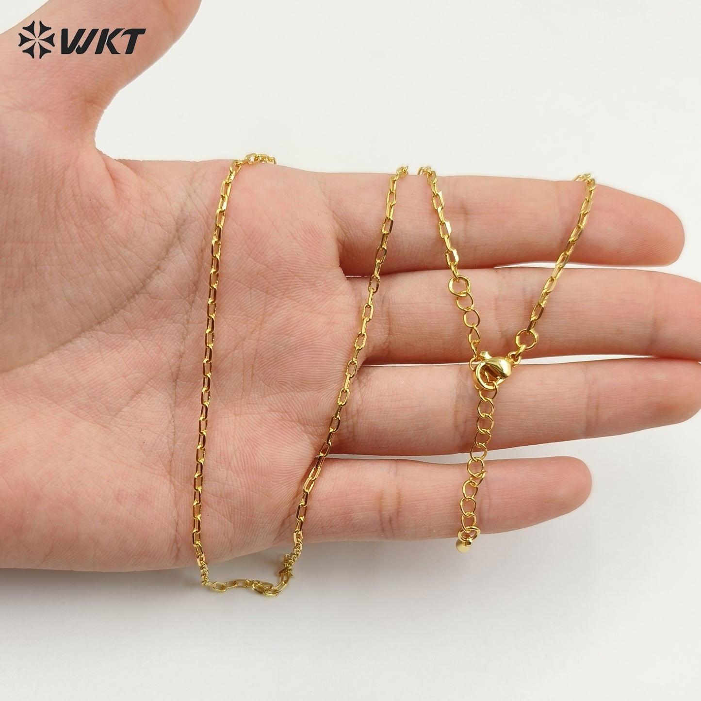 WT-BFN020 Wonderful 18 Inch Long Brass With Gold Necklace Chain Jewelry Tiny Link Chain Necklace Resist Tarnishable