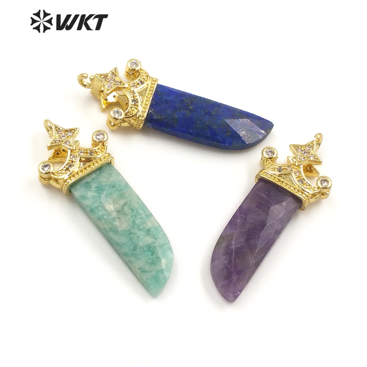 WT-MP263 Newest Vintage Style Charming Cubic Zircon Stone for Bracelet Design Knife Shaped Gemstone Pendant