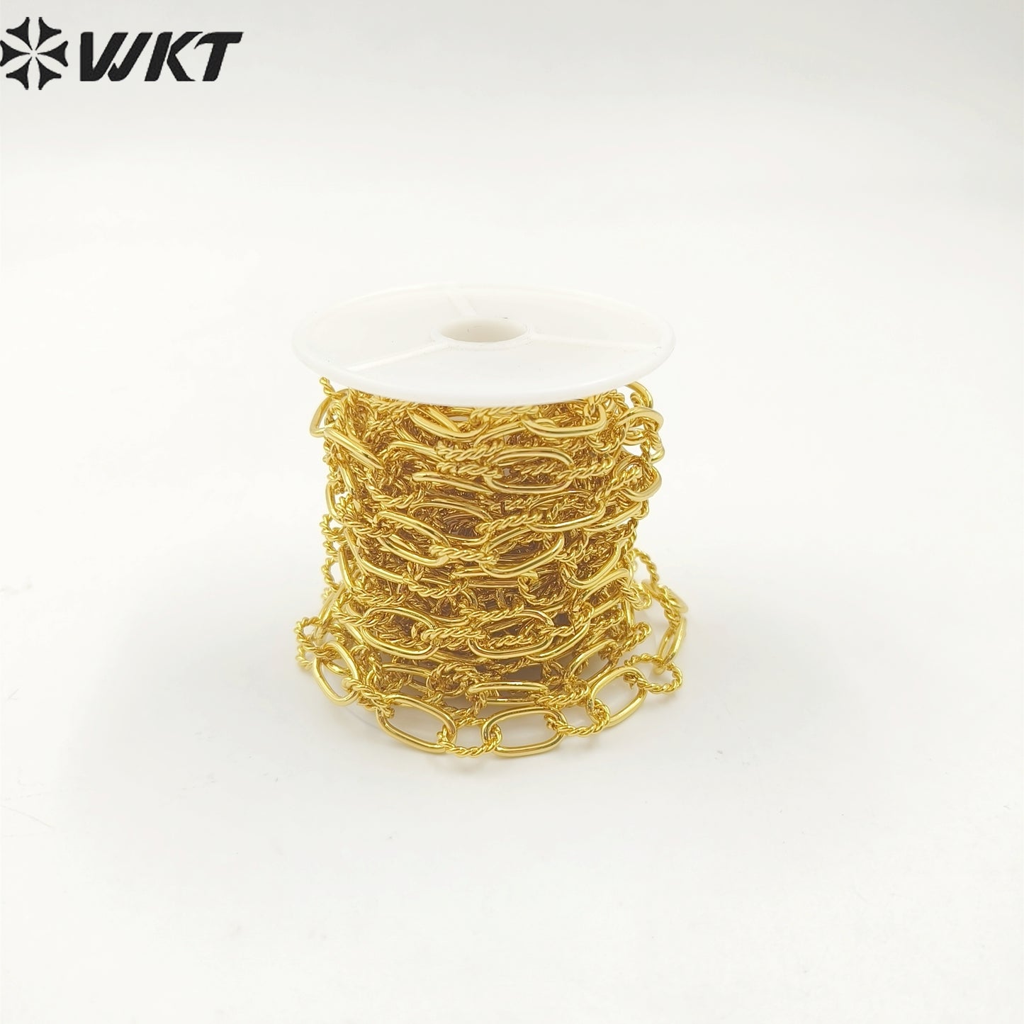 WT-BC218 Wholesale Fashion New Enviroment Yellow Brass Handmade Twist Hollow 18K Gold Plated Jewelry Chain