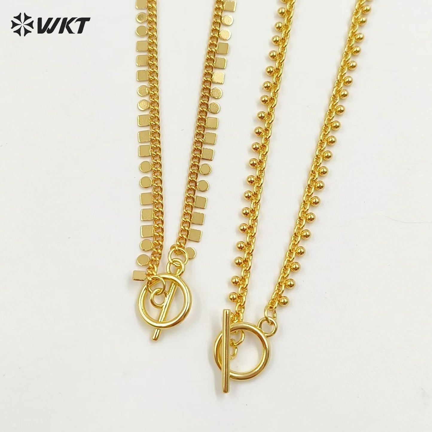 WT-JFN31 Latest Models Stylish Charming 18K Gold Plated Square Round 16 Inch Necklace Jewelry Finished for Both Men and Women