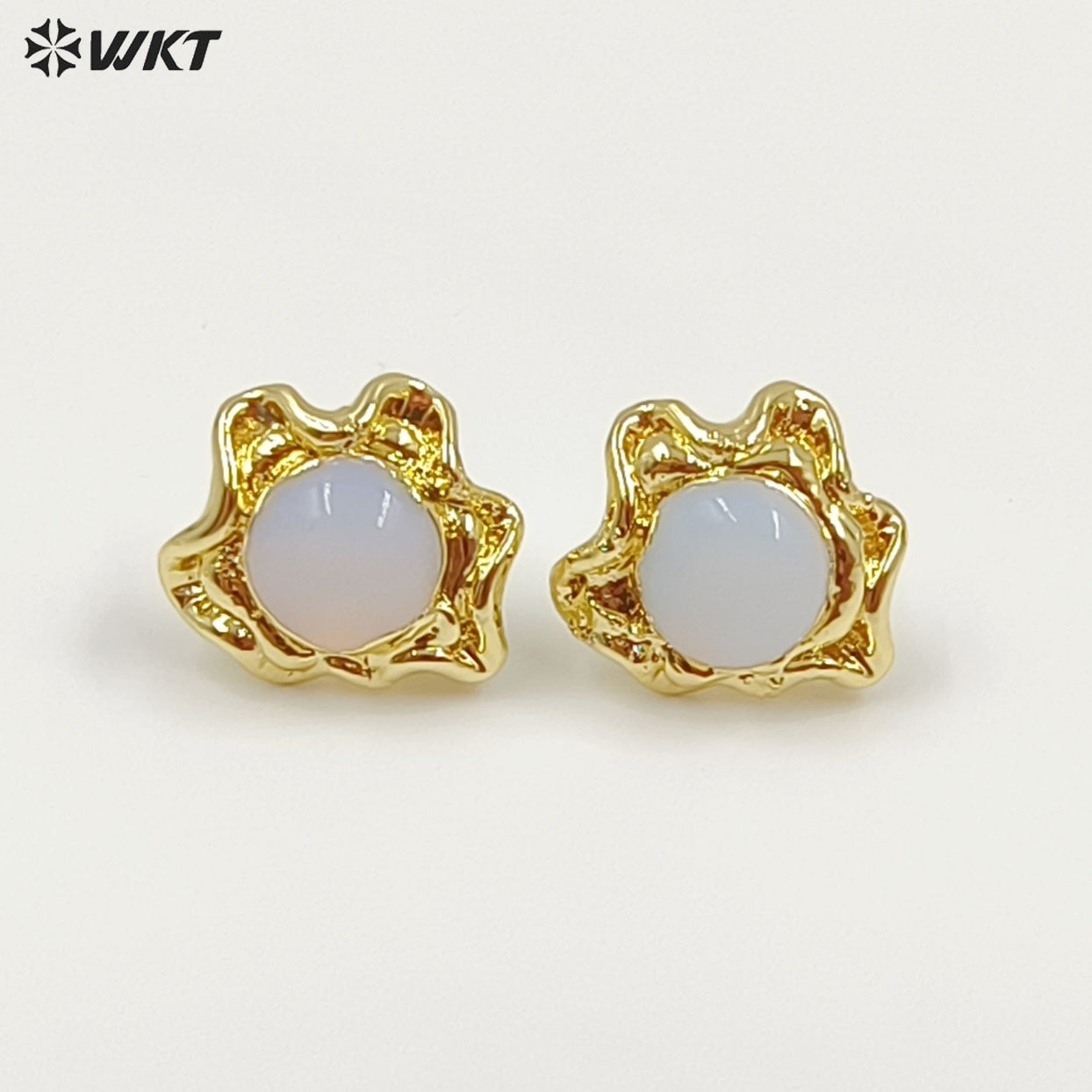 WT-EHP102 Exquisite Lovely 18K Gold Plated Natural Gemstones With Hoop Sun Shape Earrings For Girls Jewelry DIY Findings