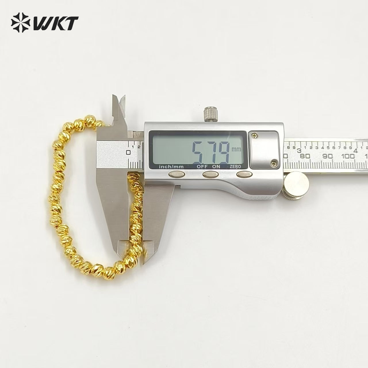 WT-JF340 Wholesale New Fashion 18K Gold Faceted Shinny Round Brass Beads Women Bracelets With Closure Lobster