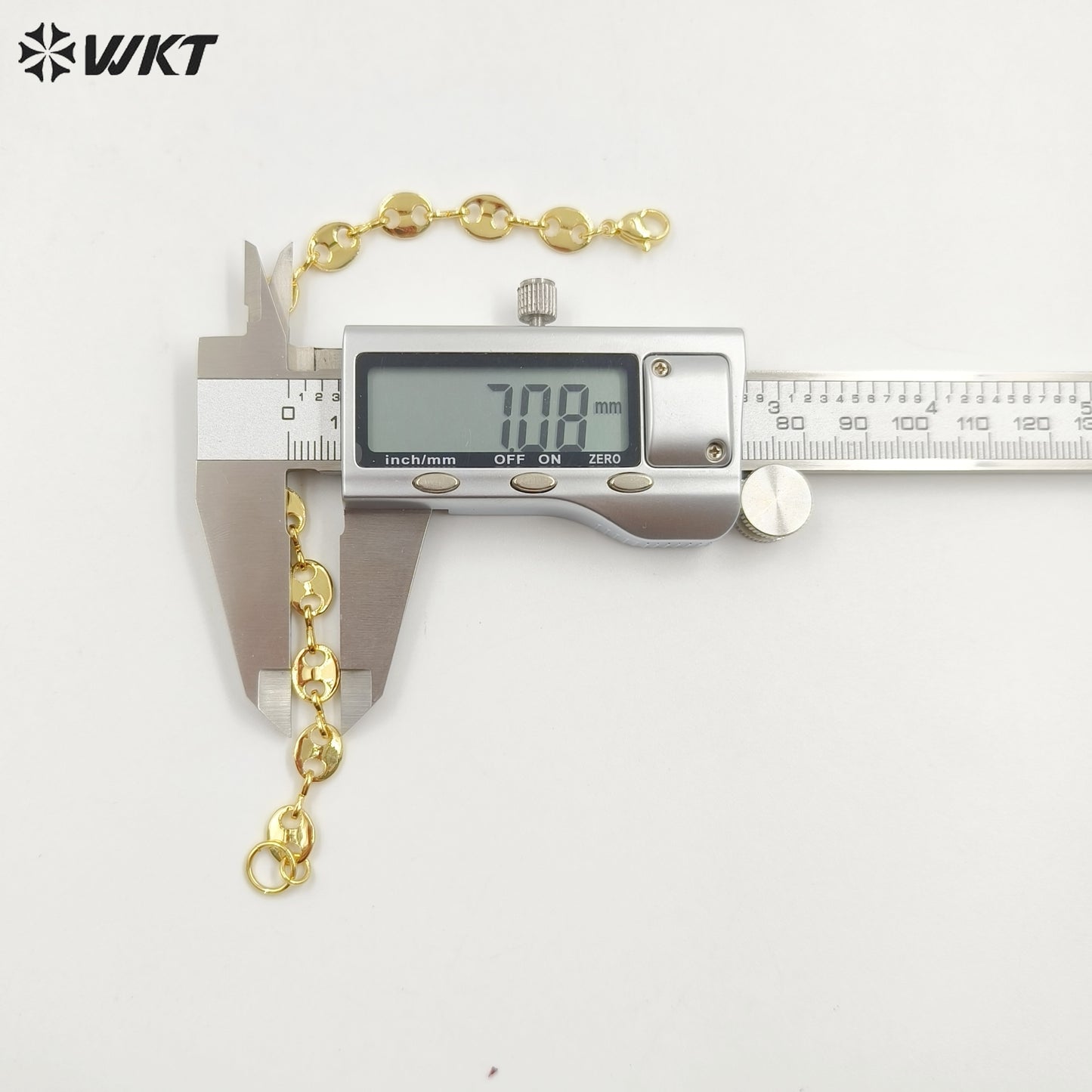 WT-B573 Wholesale New Fashion Real Gold Electroplated Coffee Bean Shape Chain Bracelet Unique Punk Style Simple Metal Bracelet