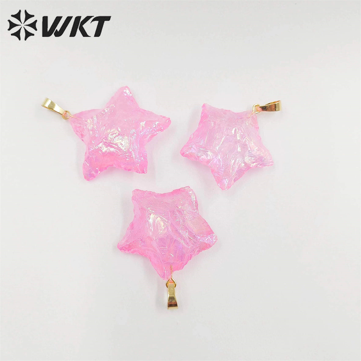 WT-P1885 Amazing Natural Aqua Aura Crystal Quartz Pendant Single Loop Raw Stone Quartz Star Pendant for Necklace Design