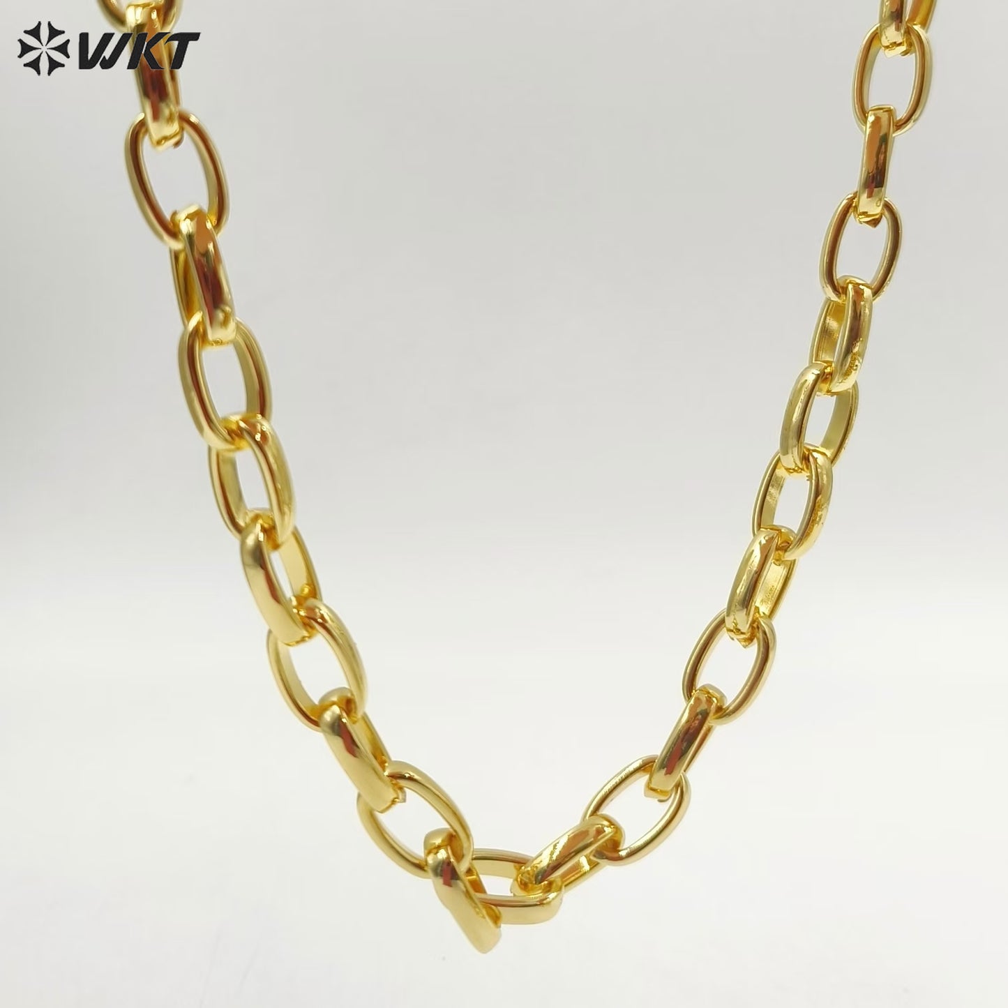 WT-BC222 New Big Oval Chunky 18K Gold Metal Link Cross Jewelry Chain Popular Necklace Style Unisex Findings