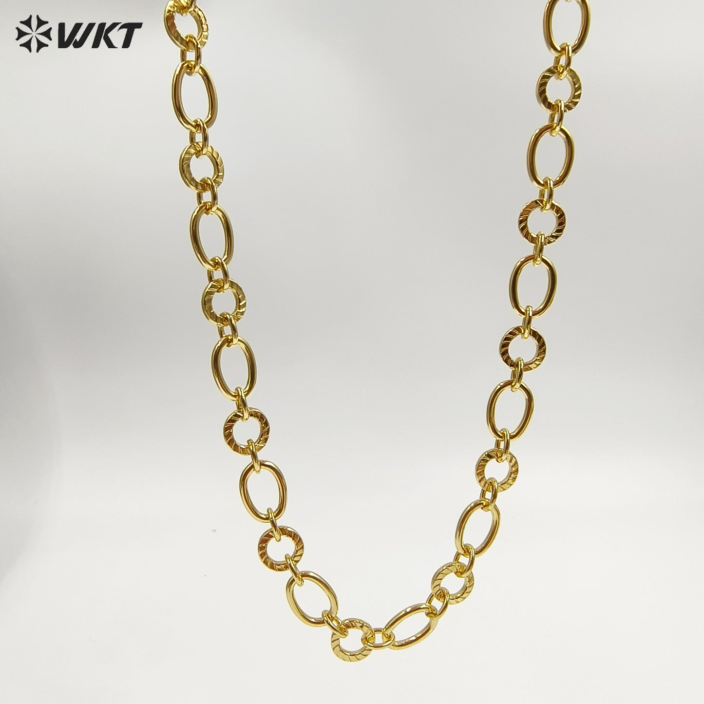 WT-BC259 Luxury Jewelry Accessories Link Chain with Big and Small Circles Yellow Brass Gold Plated for Ladies Necklace Making