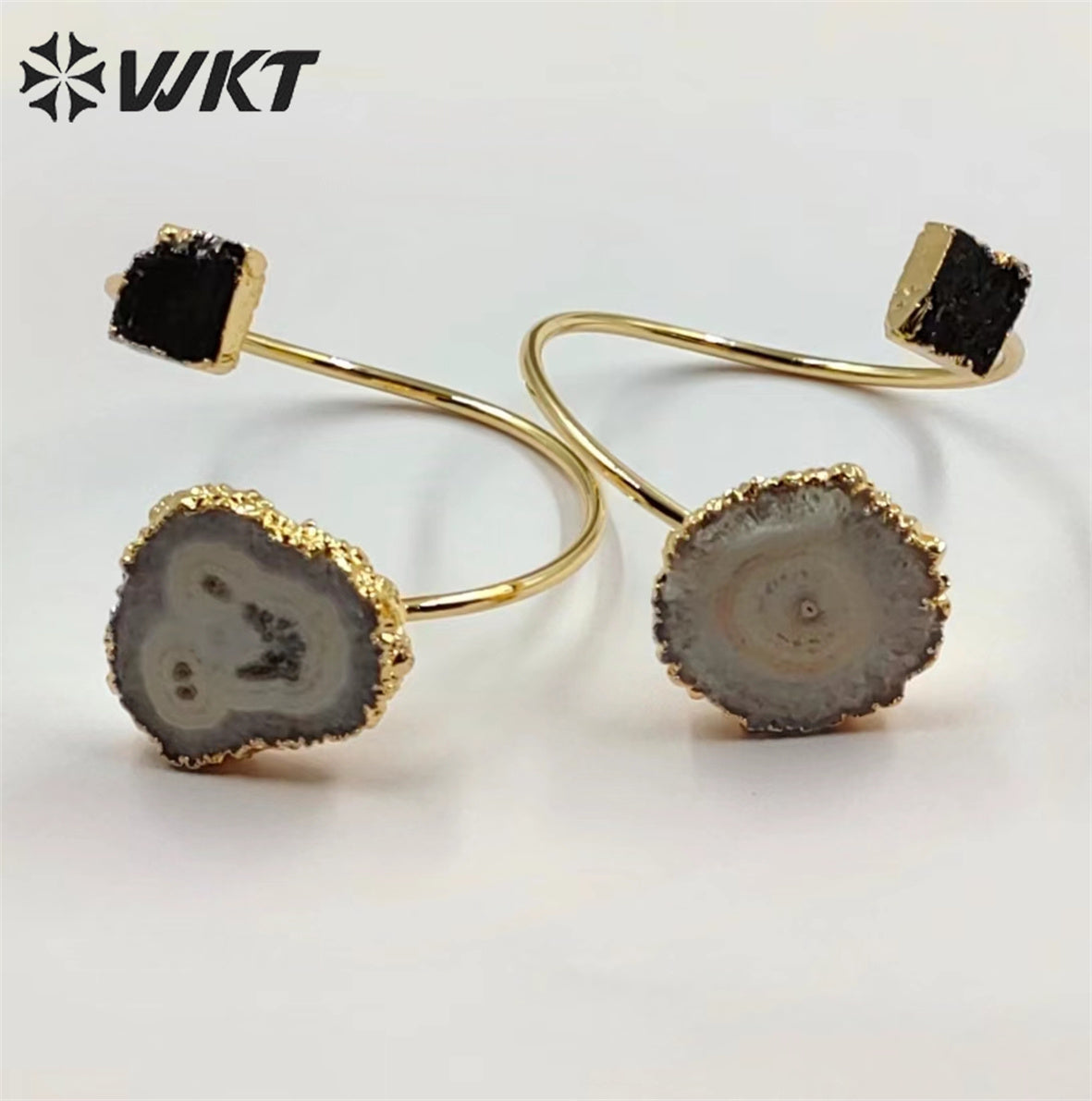 WT-B625 WKT 2022 NEW Style Stelatite Quartz and Black Tourmaline Bangle Fashion Flower Shape Bangle Accessories Women