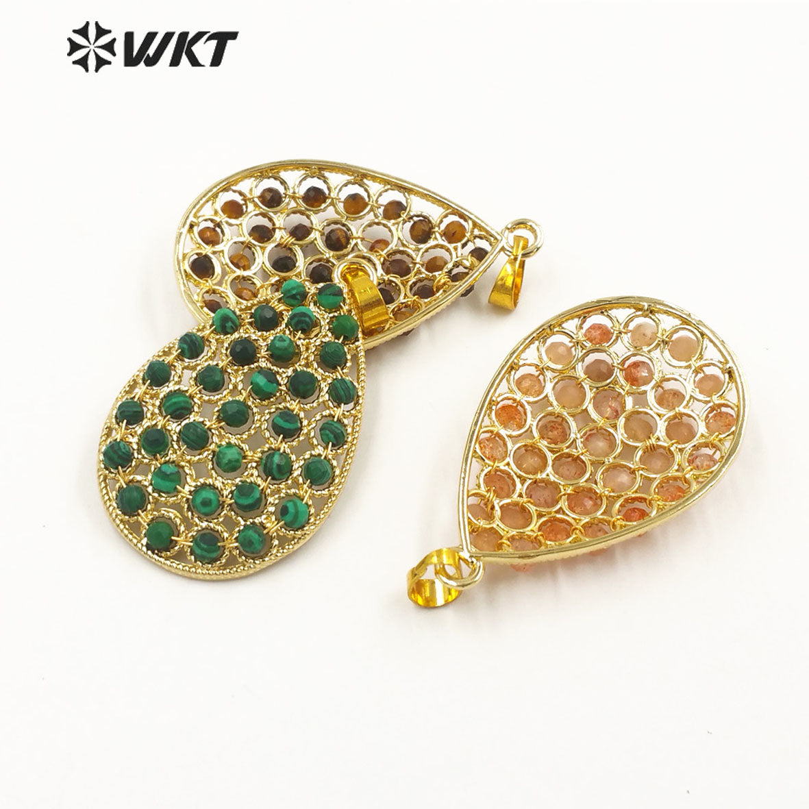 WT-P1927 Fashion Design Trendy New Precious Drop Shaped Colorful Stone Oval Amazonite Amethyst Gemstone Pendants