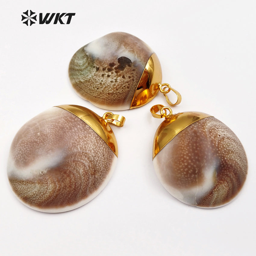 WT-JP038 2018 Newest Unique Design Wild Coast Jewelry Natural White Shell Eye of Saint Lucia on Back Pendant for Jewelry Making