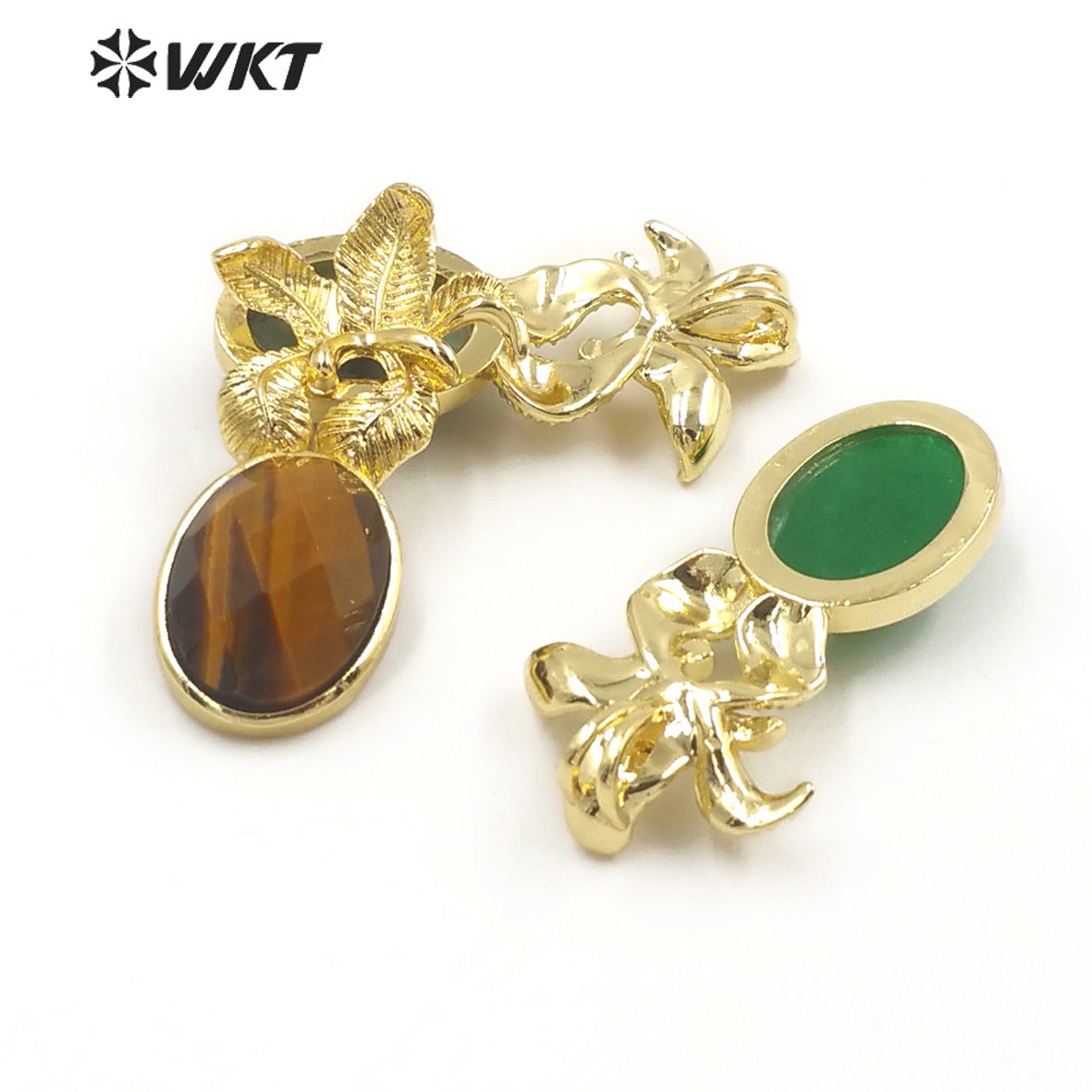 WT-P1923 Fashion Design Trendy New Precious Colorful Stone Flower Shaped Oval Amazonite Amethyst Gemstone Pendants