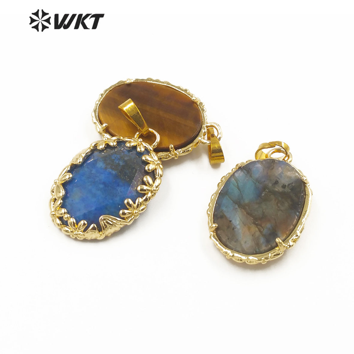 WT-P1919 Fashion Design Trendy New Precious Colorful Stone Oval Amazonite Amethyst Gemstone Pendants