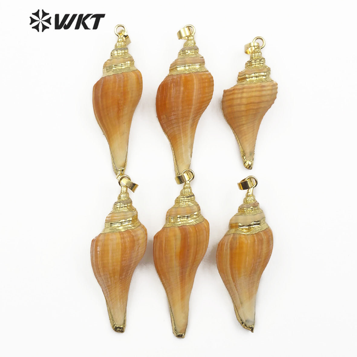 WT-JP095 Large Conch Shell With Gold Plated Women Necklace Pendant Sea Shell Jewelry Natural Big Trumpet Shell Pendant