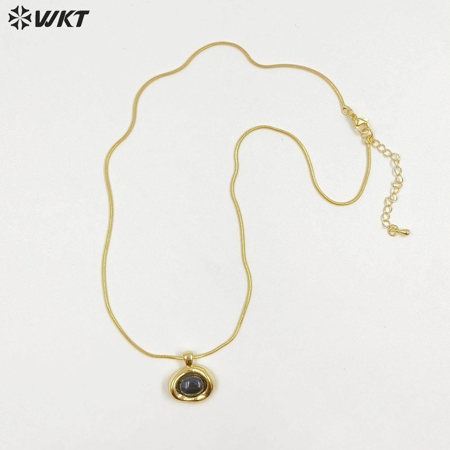 WT-N1496 The New Listing Trendy Gold Plated Fine Chain Natural Gemstone Round Pendant Necklace As Ladies Birthday Gift