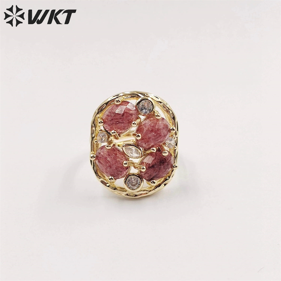 WT-R466 WKT Amazing Gorgeous Natural Stone Ring Micropaved Zircon Setting Precious Gemstone Women Ring