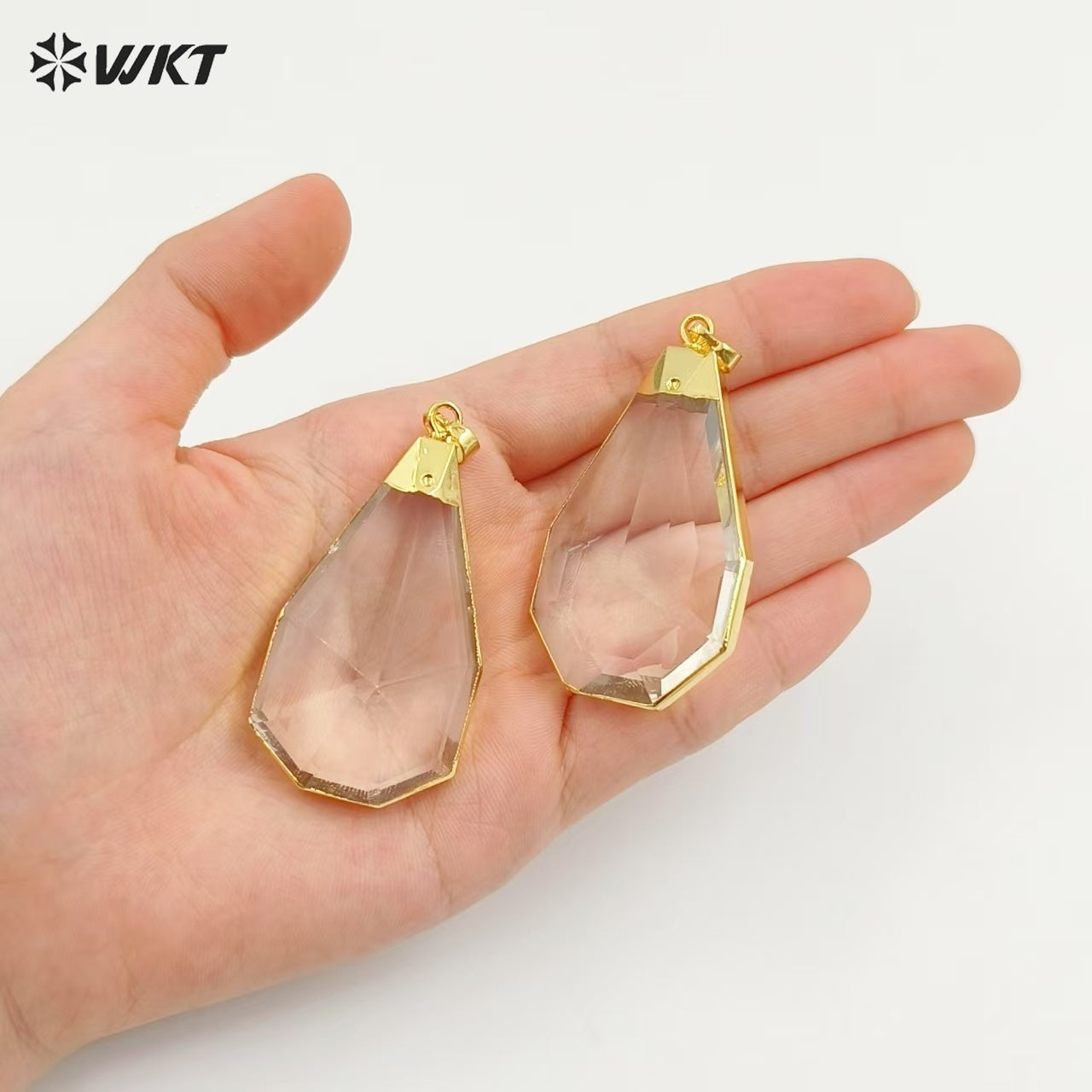 WT-P1305 in Stock ! Fashion Design Natural Rock Crystal Pendants Big Size 38*65mm Waterdrop Shape Crystal Pendant