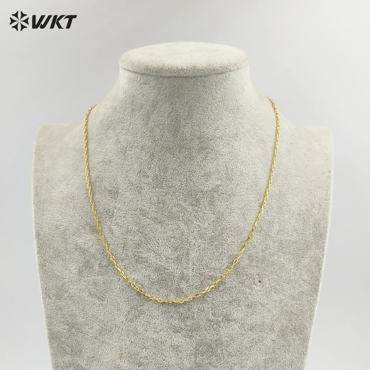 WT-BFN020 Wonderful 18 Inch Long Brass With Gold Necklace Chain Jewelry Tiny Link Chain Necklace Resist Tarnishable