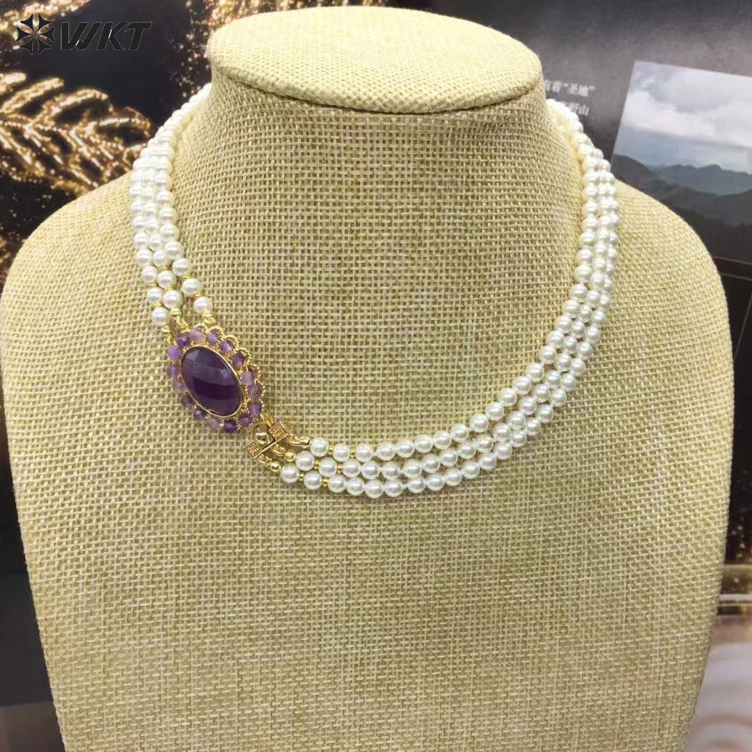 WT-JN280 Elegant Style Beautiful Design Artificial Pearl and Shell and Gemstone Muti Color Lady Necklace Jewelry Fashion