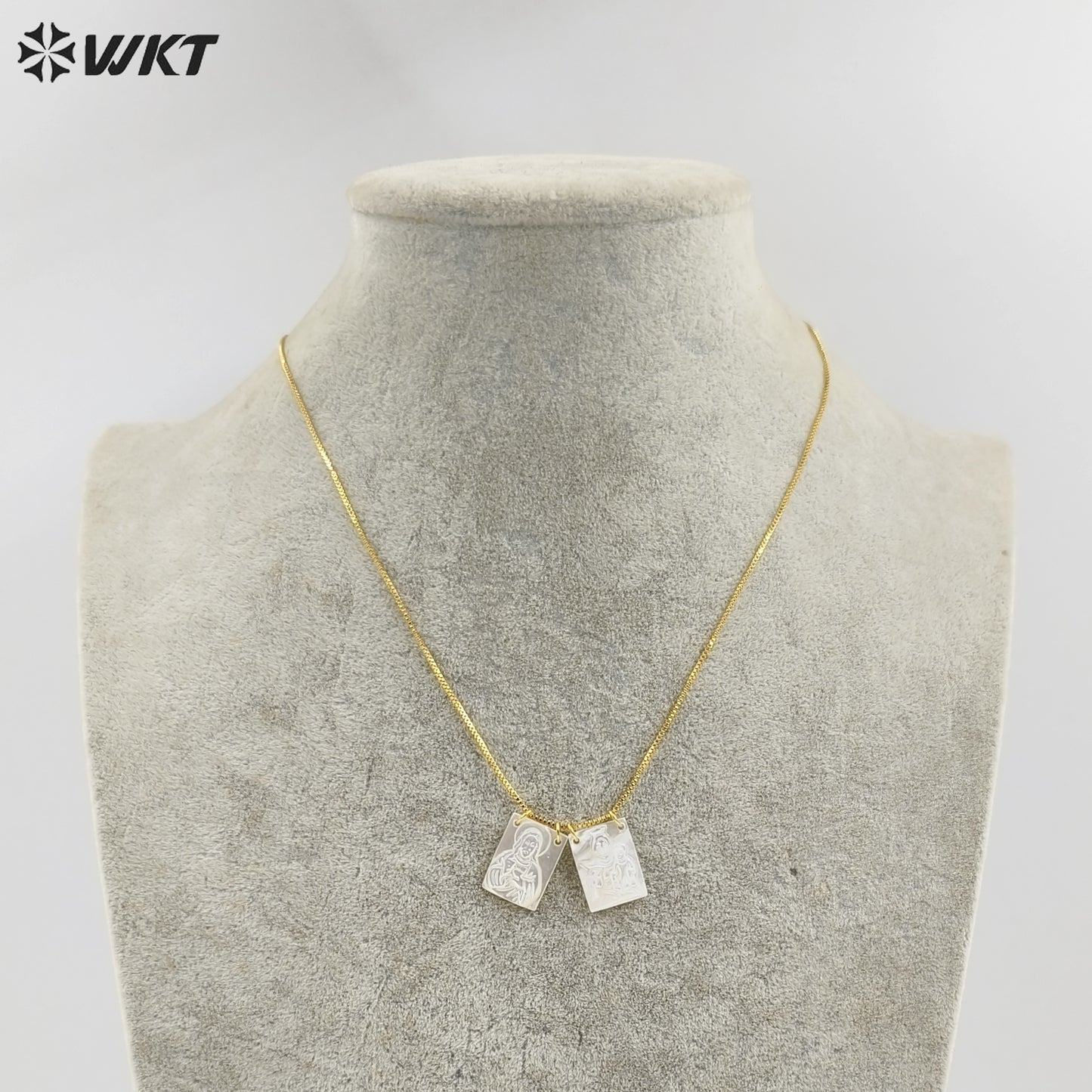 WT-JN285 New Design Wholesale Religious 18K Gold Plated Blessing Square Necklace for Unisex As Anniversary Gift