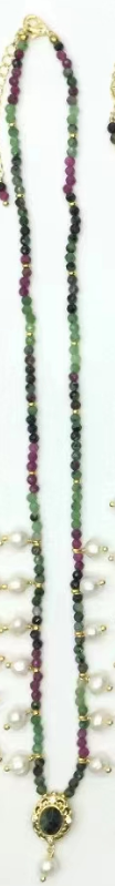 WT-N1473 WKT Elegant Handmade Natural Faceted Tiny Gemstone Beads Craft Delicate 16 Inch Long Stone Necklace