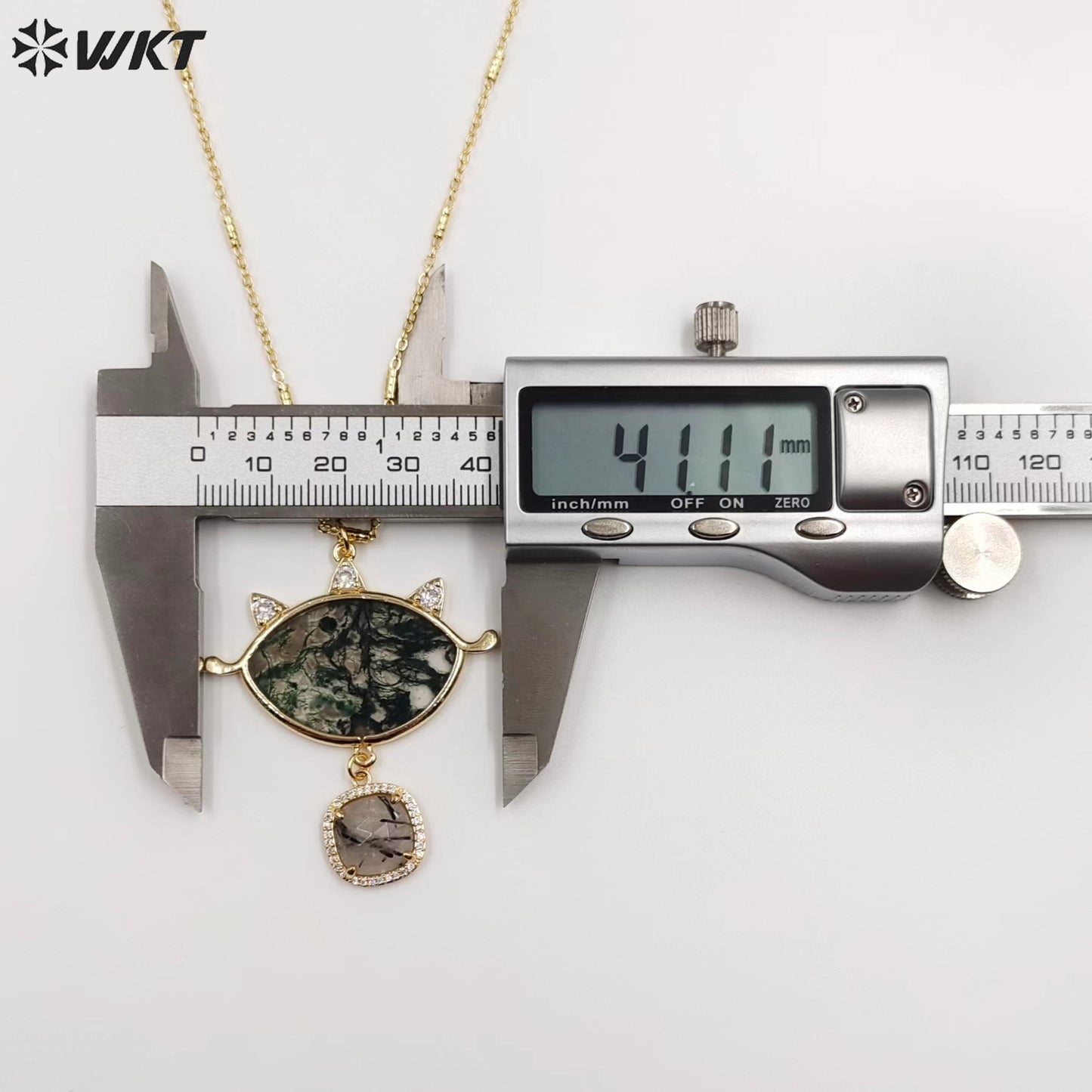 WT-N1444 WKT Best 2023 Newest Natural Necklace Women 18+2 Inch Long Double Pendant Stone Gemstone Necklace