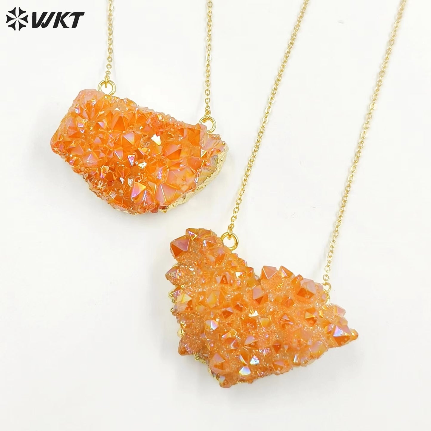 WT-N1440 WKT Best 2023 Newest Natural Aura Cluster Quartz Pendant Necklace Women Simple Hoop Aura Necklace