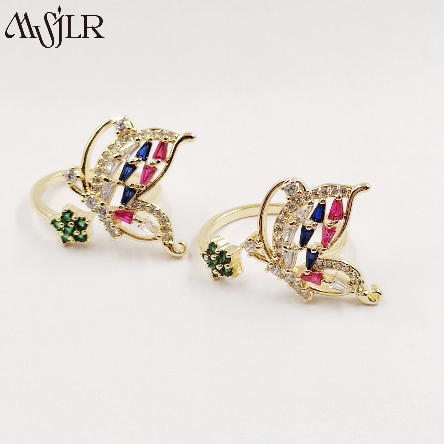 WKT-MVR053 High Quality Butterfly Flower Ring for Women in Europe and America Fashionable Personality Open Index Finger Ring