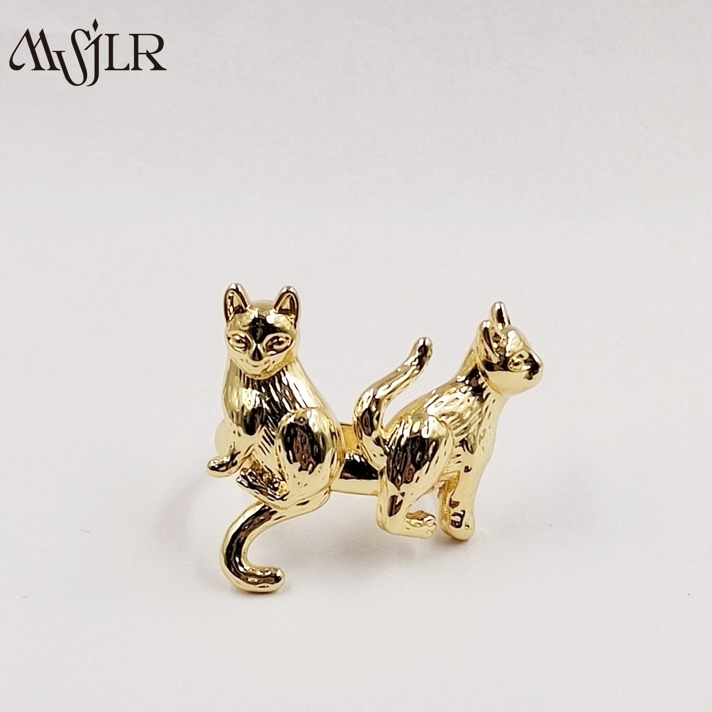 WKT-MVR052 Popular Punk Style European and American Animal Cat Shaped 18k Gold Plated Handpiece Open Ring