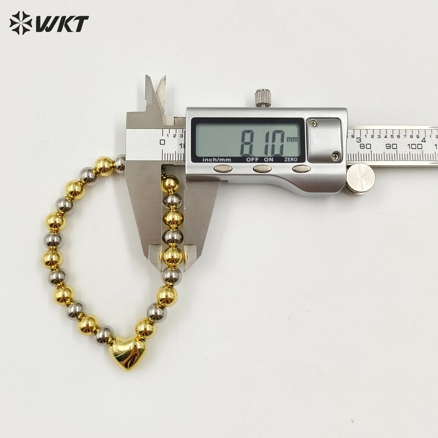WT-JF342 New Design 18K Real Gold Plated Gold and Silver Round Metal Beads Bracelet in Flexiable for Women