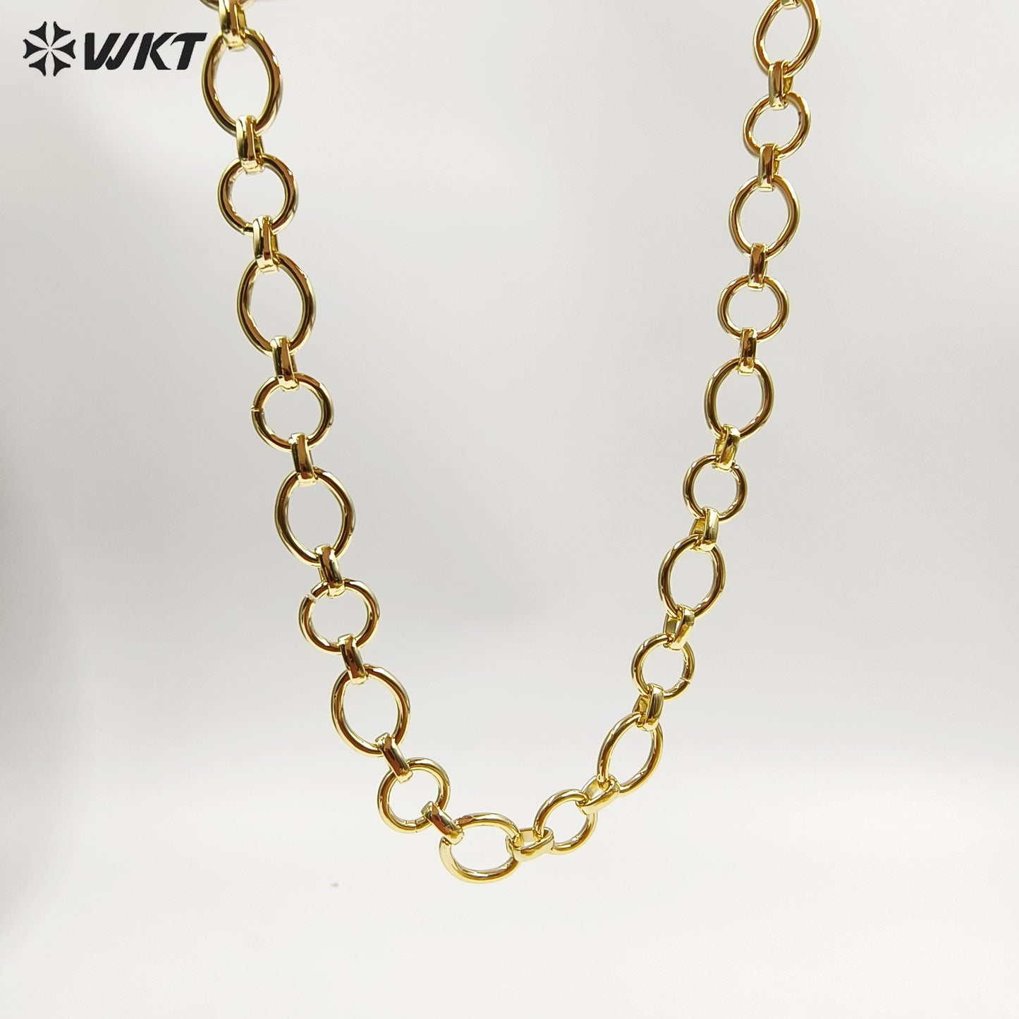 WT-BC252 Hot Style Fashion Resist Tarnished 18K real Gold Plated Big Chunky Link Chain for Necklace