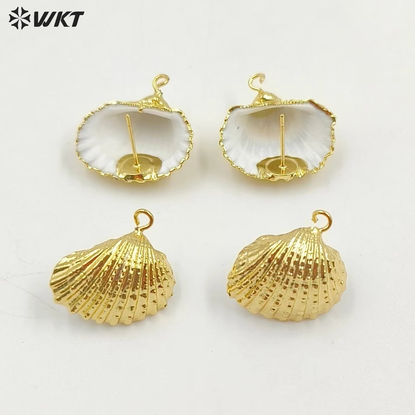 WT-JFE12 Exquisite Minimalist Shell Shaped Elegant 18k Gold Plated Copper Plating Hoops Trendy Earring Findings