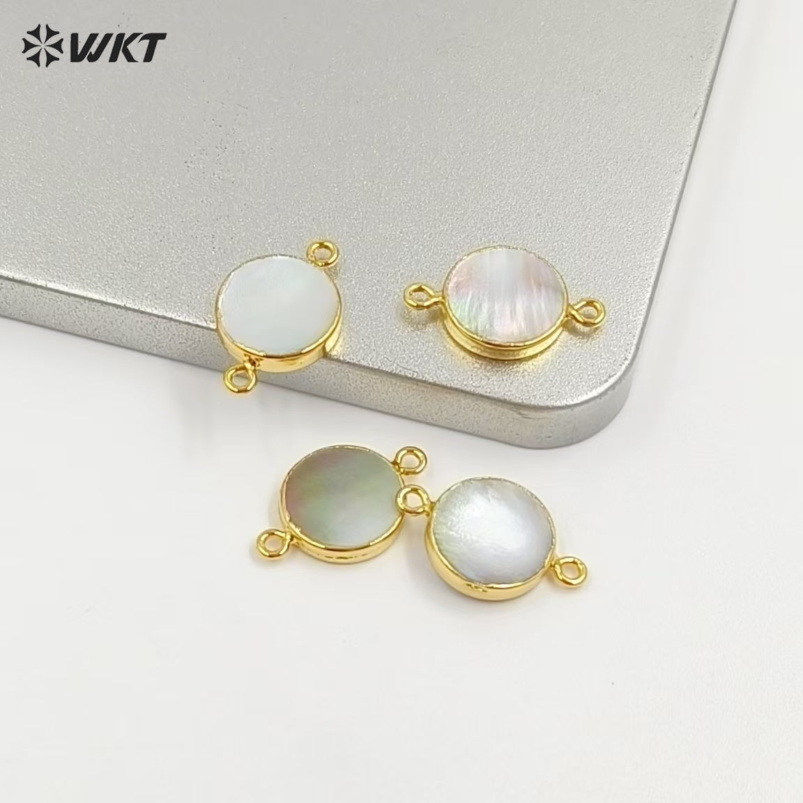 WT-C153 Wholesale Natural Round Freshwater Black Pearl Connector With 24k Real Gold Plated Jewelry,Fashion Black Pearl Connector