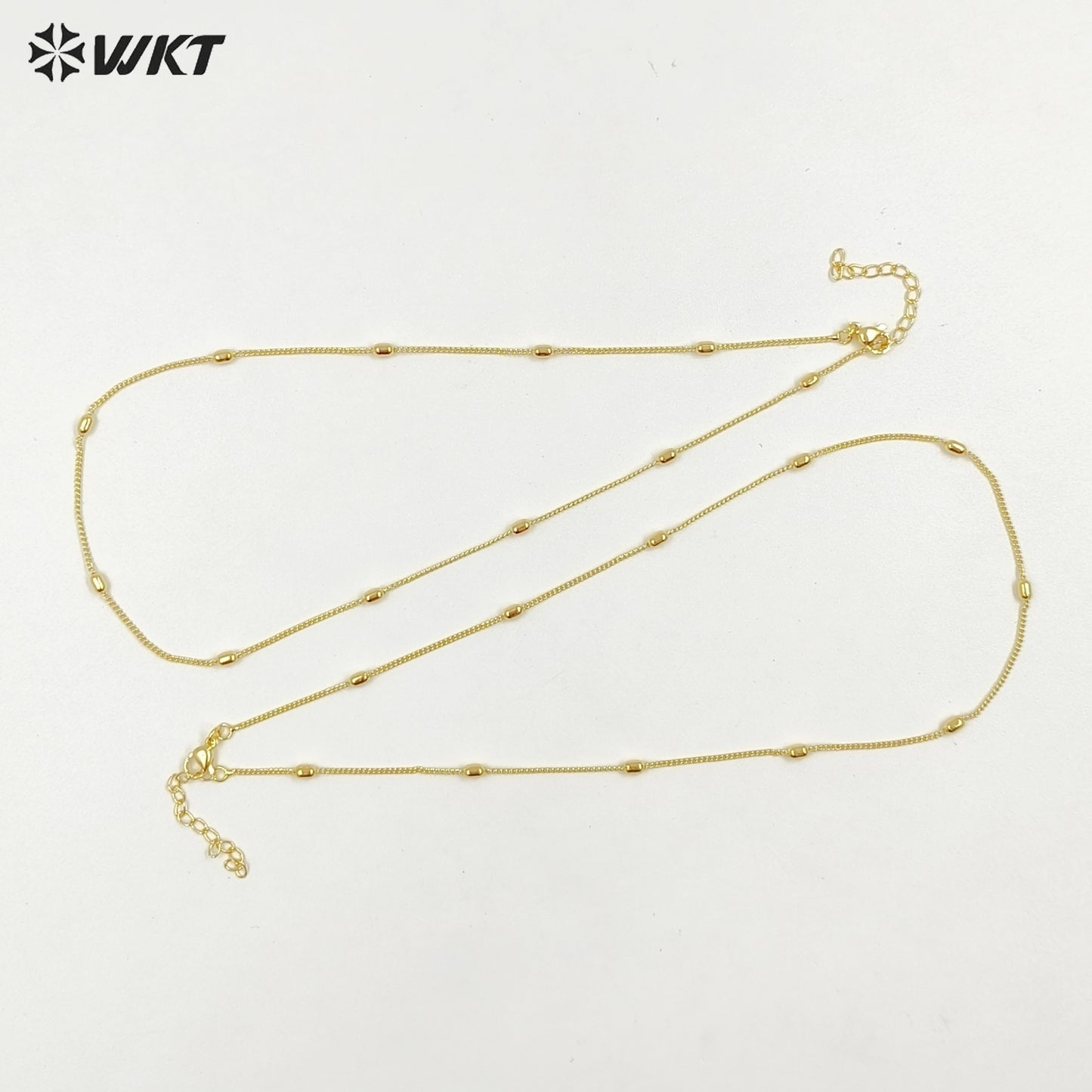 WT-JFN43 High Quality Classical Simple Yellow Brass 18K Gold Plated With Beads Metal Thin Necklace For Ladies Casual Jewelry