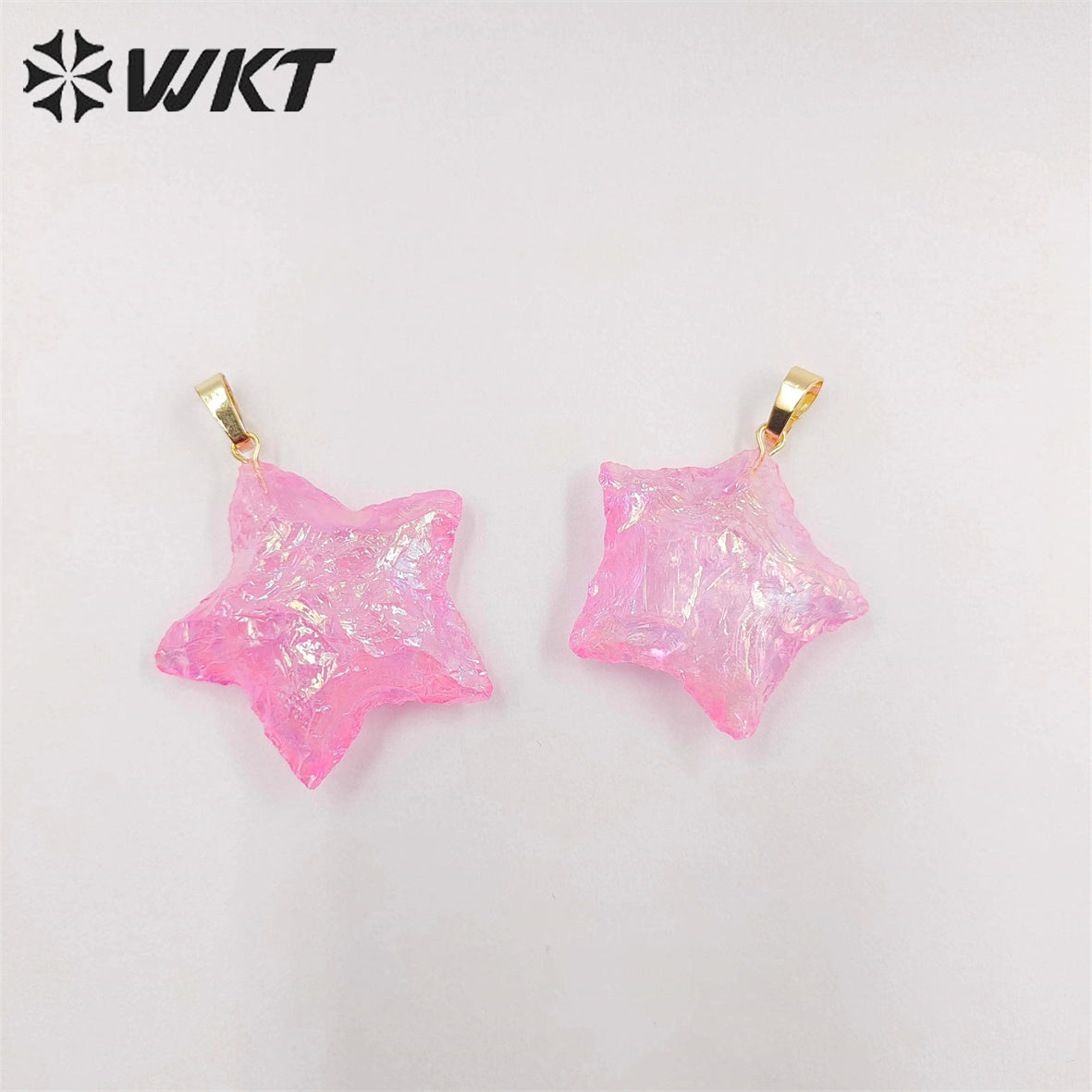 WT-P1885 Amazing Natural Aqua Aura Crystal Quartz Pendant Single Loop Raw Stone Quartz Star Pendant for Necklace Design