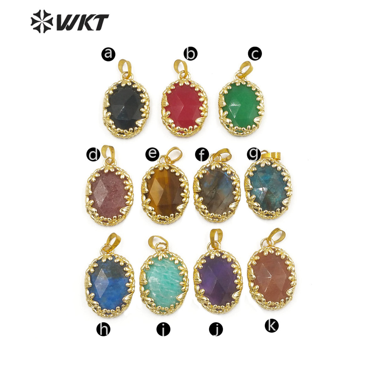 WT-P1919 Fashion Design Trendy New Precious Colorful Stone Oval Amazonite Amethyst Gemstone Pendants
