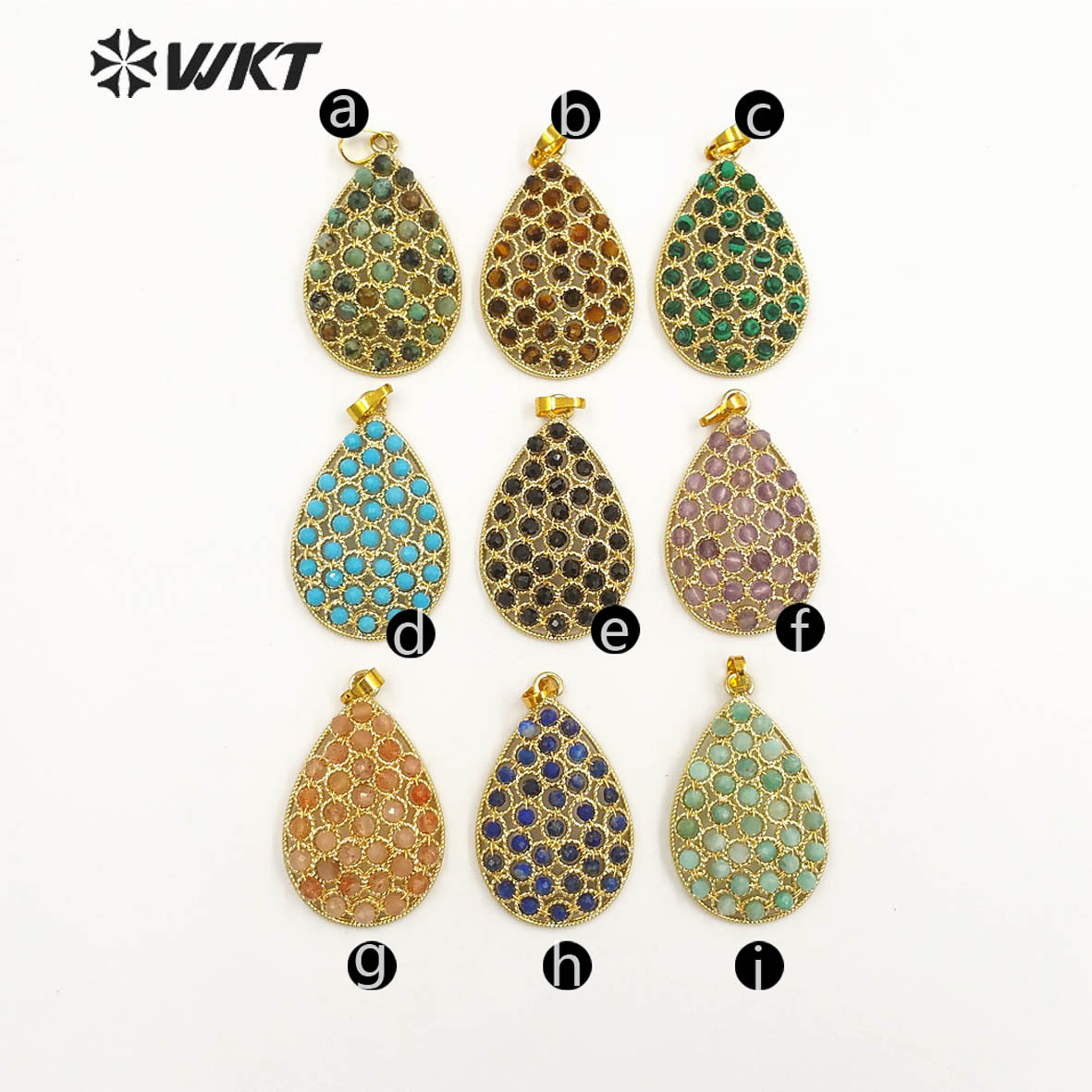 WT-P1927 Fashion Design Trendy New Precious Drop Shaped Colorful Stone Oval Amazonite Amethyst Gemstone Pendants