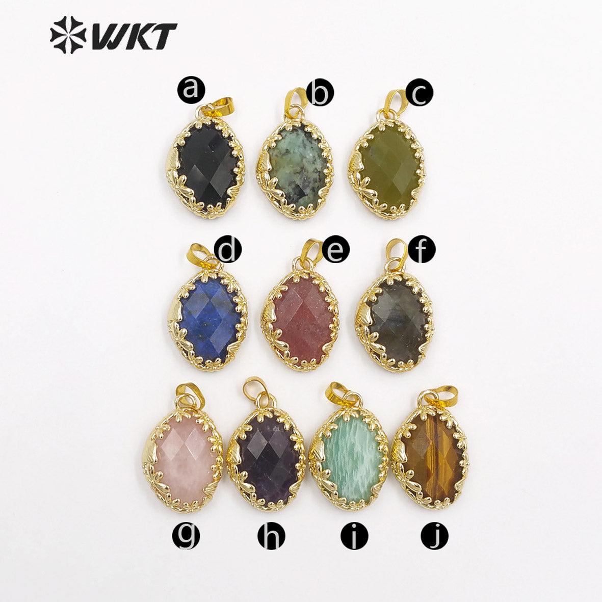 WT-P1925 Fashion Design Trendy New Precious Colorful Gemstone Oval Shaped Amazonite Amethyst Gemstone Pendants