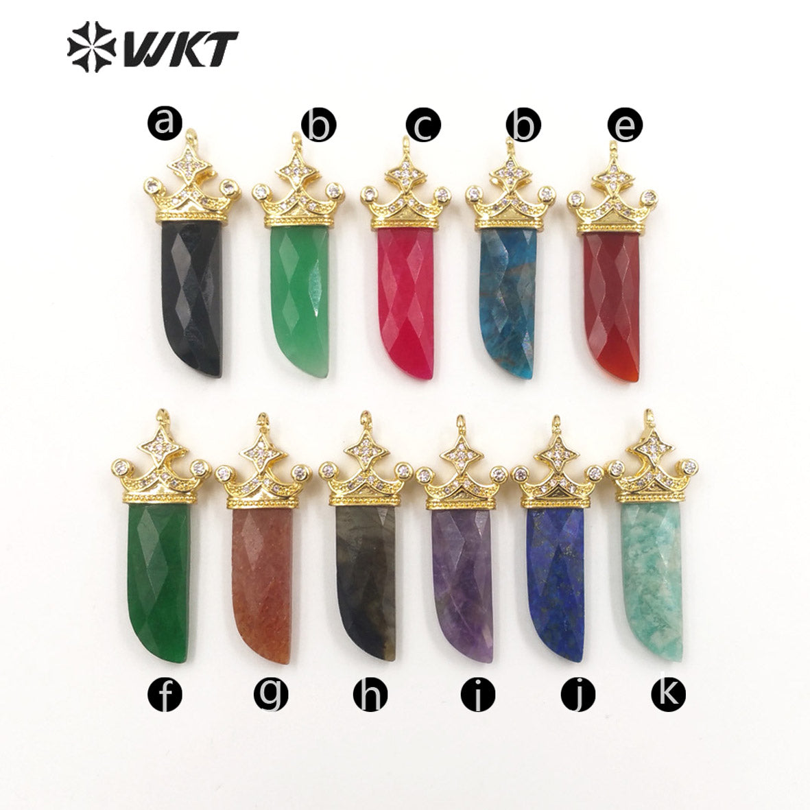 WT-MP263 Newest Vintage Style Charming Cubic Zircon Stone for Bracelet Design Knife Shaped Gemstone Pendant
