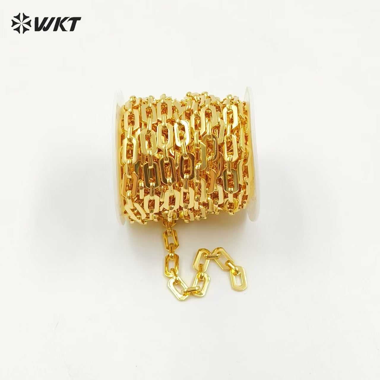 WT-BC176 WKT Wholesale Fashion Jewelry Chain 18K Gold Delicate Rectangular Mosaic Spiral Circle Shape Beautiful Necklace Chain