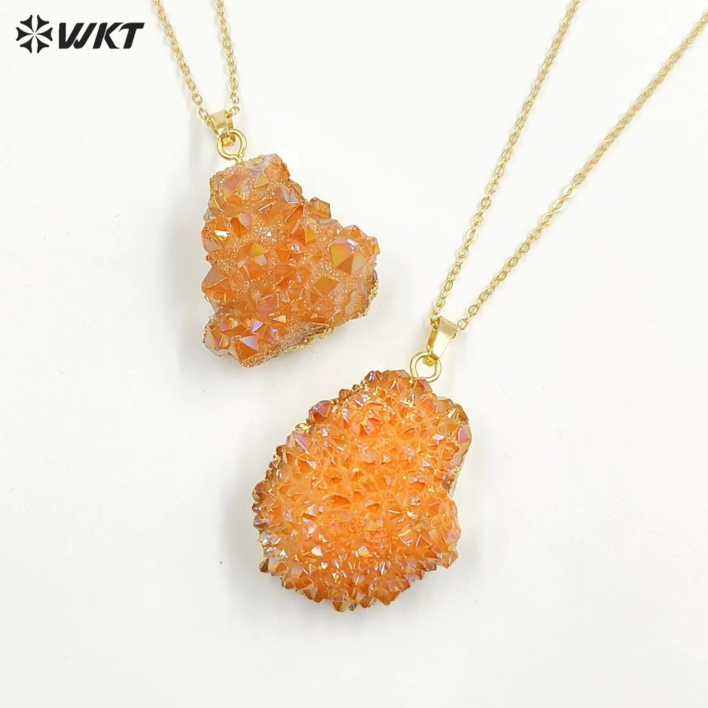 WT-N1441 WKT Best 2023 Newest Natural Aura Cluster Quartz Pendant Necklace Women Simple Hoop Aura Necklace